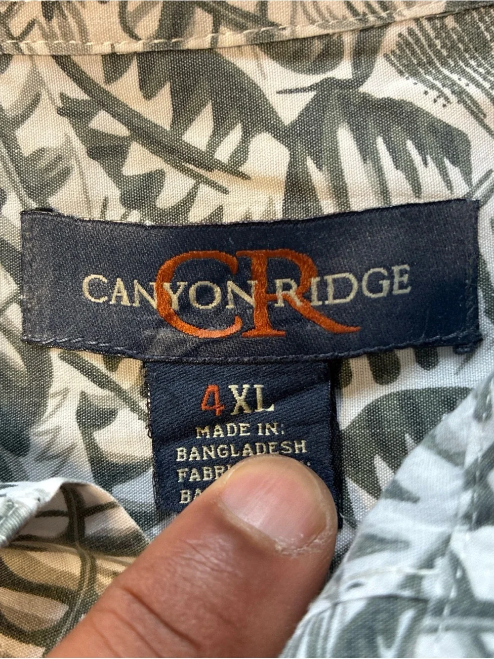Canyon Ridge Shirt Mens 4XL Short Sleeve Button Down Tropical Floral Cotton